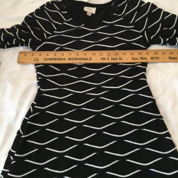 ECI 6 Skater Sweater Dress Textured Black and White Raglan Sleeve Light-Weight - Picture 9 of 12